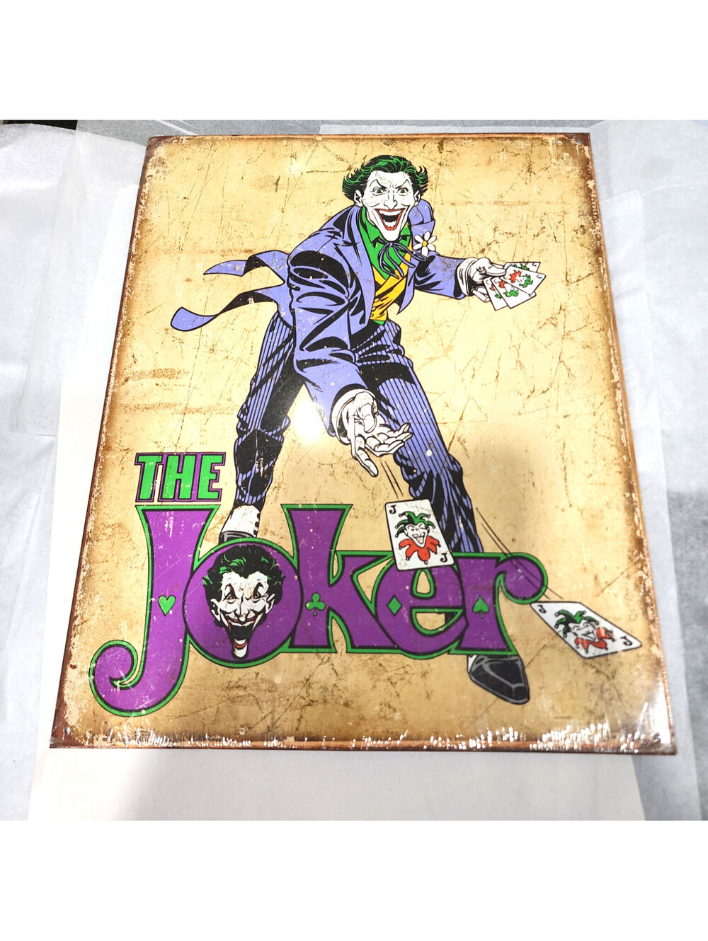 Vintage DC Comics The Joker Metal Tin Sign Retro Batman Villain Decor 16x12.5